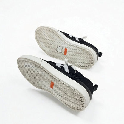 Hermes Deep Sneakers Shoes Knit Leather Black White H Logo