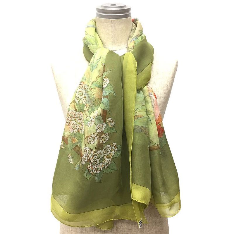 Hermes Scarf Scholl Carré 140 Scarf Silk Muslin Serenite Bamboo Green Aq11764