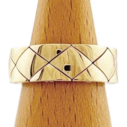 Chanel Matelasse Quilted Logo Ring Size 10.5 18k Gold 18K Yellow Gold Ladies