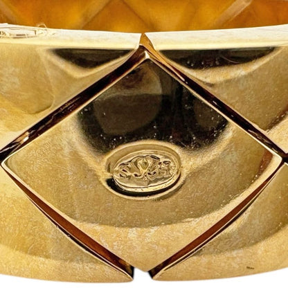 Chanel Matelasse Quilted Logo Ring Size 10.5 18k Gold 18K Yellow Gold Ladies