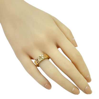 Chanel Matelasse Quilted Logo Ring Size 10.5 18k Gold 18K Yellow Gold Ladies