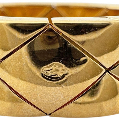 Chanel Matelasse Quilted Logo Ring Size 10.5 18k Gold 18K Yellow Gold Ladies