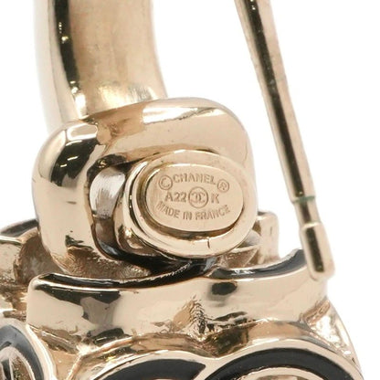 Chanel Earrings Earring Gold Black Coco Mark Cube Hoop