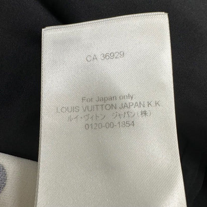 Louis Vuitton Dress Silk Black White Logo Dot Pattern Collar