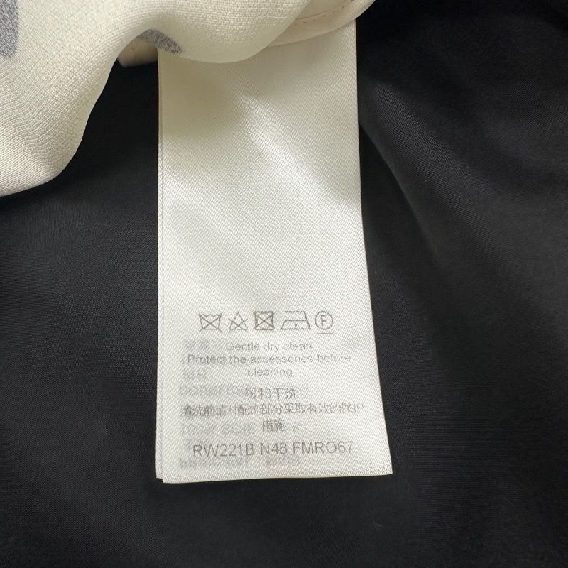 Louis Vuitton Dress Silk Black White Logo Dot Pattern Collar