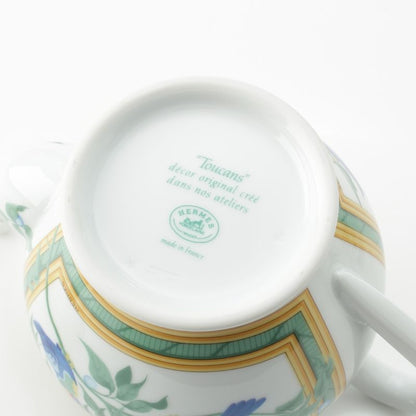Hermes Toucan Teacups Saucers Pots Trays Dishes Cups Set of 6 White