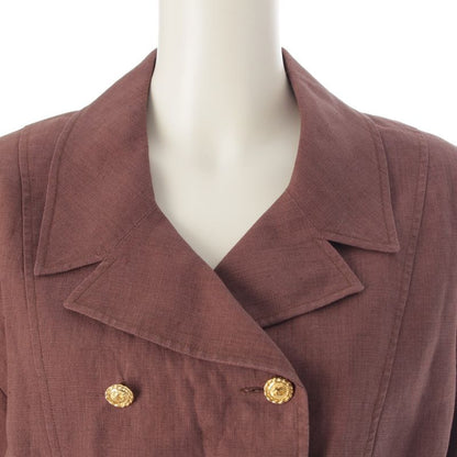 Chanel Coco Button Short Sleeve Tailored Jacket Collar Detachable Brown 40