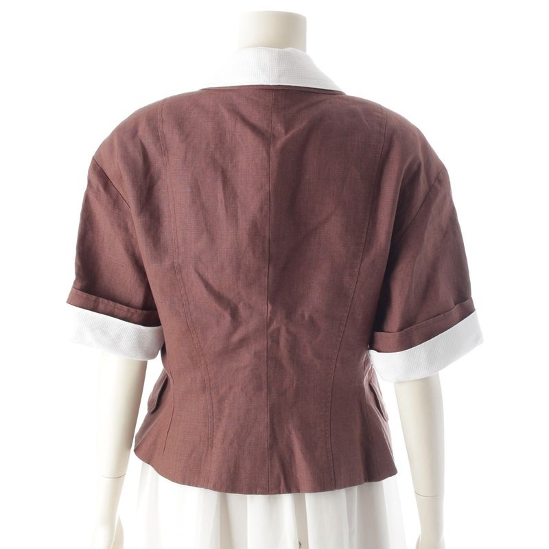 Chanel Coco Button Short Sleeve Tailored Jacket Collar Detachable Brown 40
