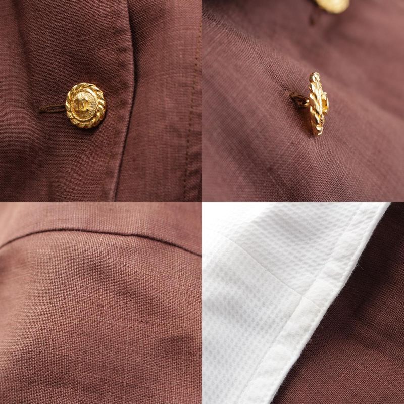 Chanel Coco Button Short Sleeve Tailored Jacket Collar Detachable Brown 40