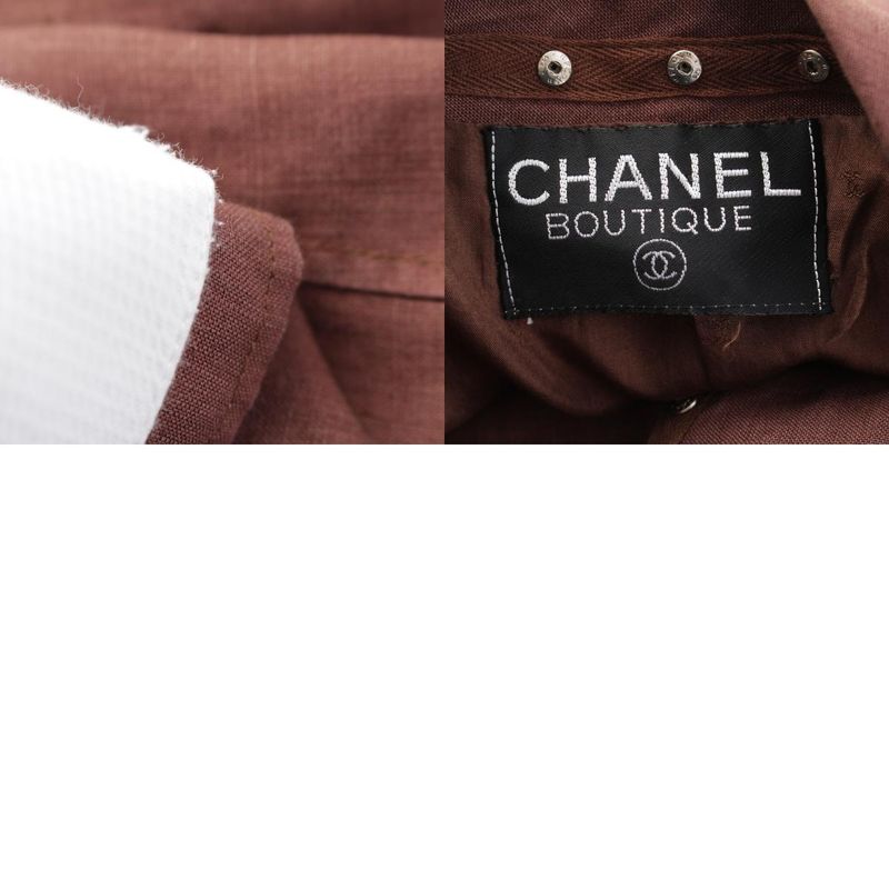 Chanel Coco Button Short Sleeve Tailored Jacket Collar Detachable Brown 40