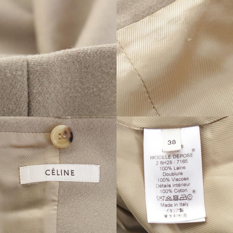 Celine Wool Phoebe Period Crombie Coat Outerwear 28h28 Gray 38