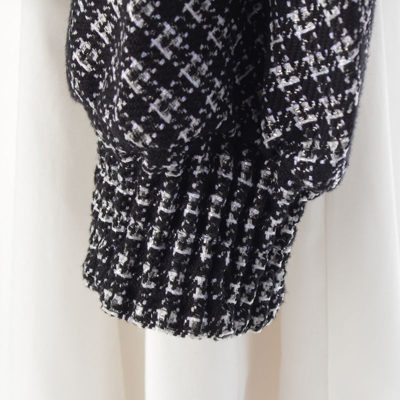 Chanel Cotton And Nylon Coco Button Tweed Tailored Jacket P53874 Black 38