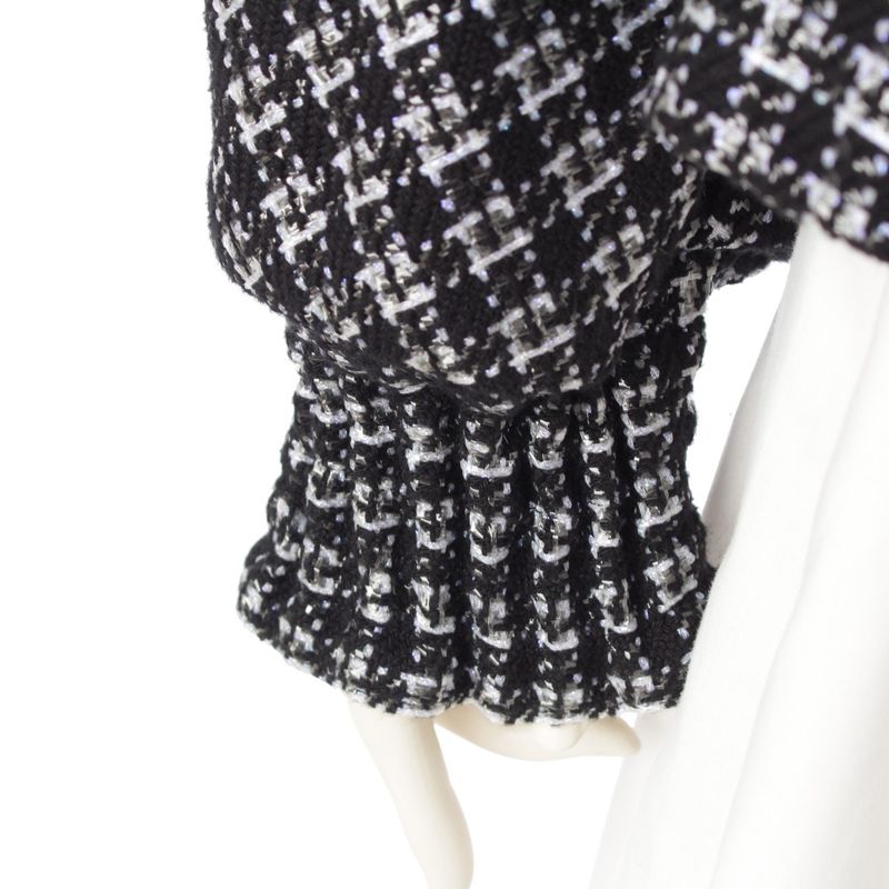 Chanel Cotton And Nylon Coco Button Tweed Tailored Jacket P53874 Black 38