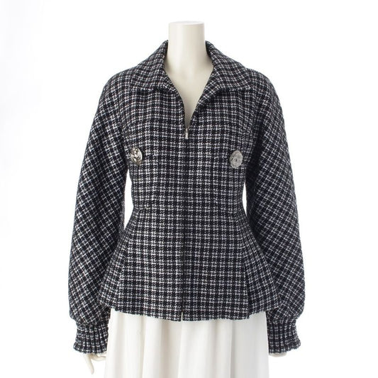 Chanel Cotton And Nylon Coco Button Tweed Tailored Jacket P53874 Black 38