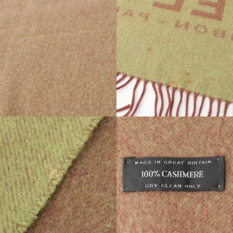 Chanel 100% Cashmere Cambon Logo Stole Shawl Scarf Brown Green