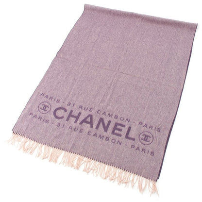 Chanel Cotton Cambon Coco Mark Fringe Shawl Scarf Purple