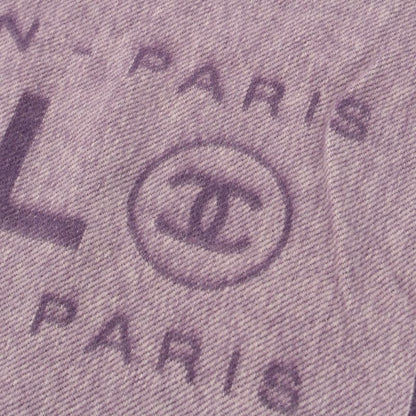 Chanel Cotton Cambon Coco Mark Fringe Shawl Scarf Purple