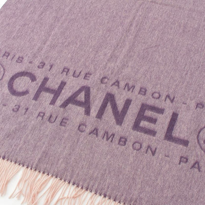 Chanel Cotton Cambon Coco Mark Fringe Shawl Scarf Purple