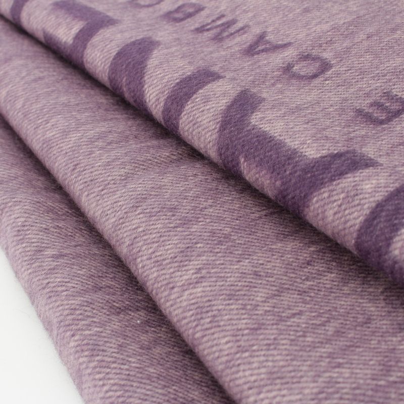 Chanel Cotton Cambon Coco Mark Fringe Shawl Scarf Purple