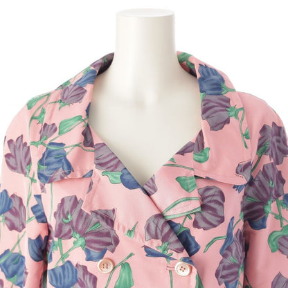 Prada 08 Silk Flower Print Trench Coat Outerwear Pink 42