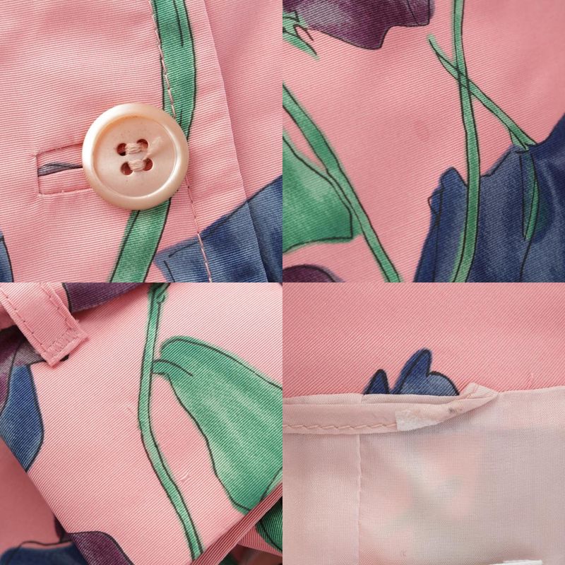 Prada 08 Silk Flower Print Trench Coat Outerwear Pink 42