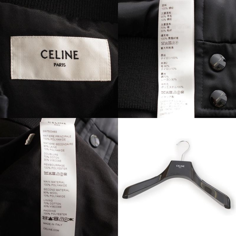 Celine 22AW BOY DOLL Varsity Jacket Teddy Jacket Outerwear 2w750048s Black 46