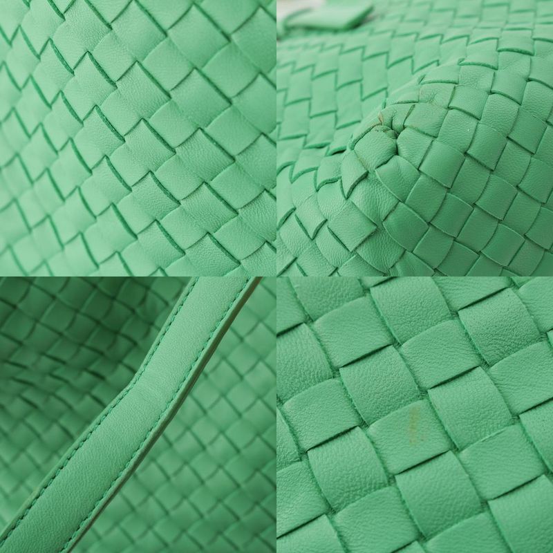 Bottega Veneta Leather Chesta Intrecciato Tote Handbag Green