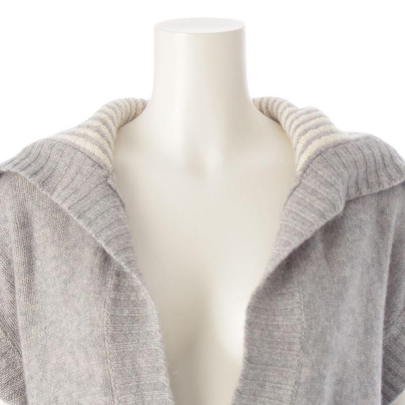 Chanel 08P Sport Cashmere Striped Collar Knit Vest Top P32601 Grey 42