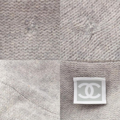 Chanel 08P Sport Cashmere Striped Collar Knit Vest Top P32601 Grey 42