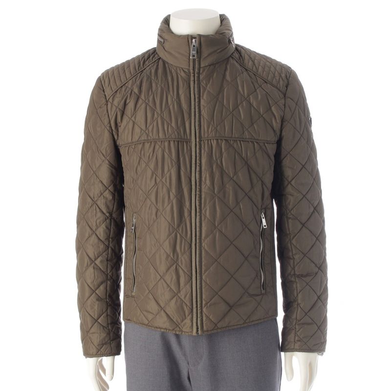 Prada 18 Nylon Quilted Cotton Zip Up Jacket Blouson Outerwear Sgh036 Khaki 48