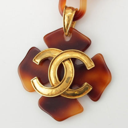 Chanel 94P Plastic Chain Coco Mark Necklace Accessory In Brown Gold