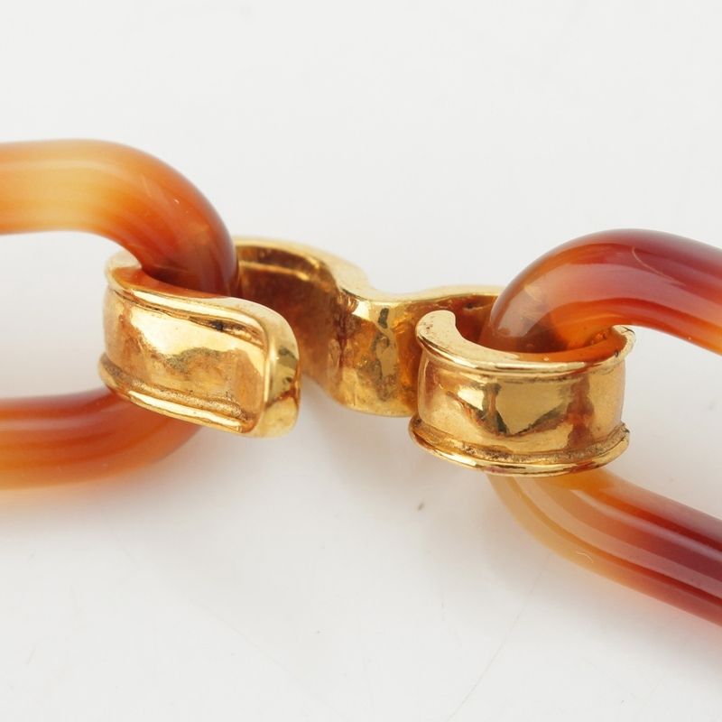 Chanel 94P Plastic Chain Coco Mark Necklace Accessory In Brown Gold