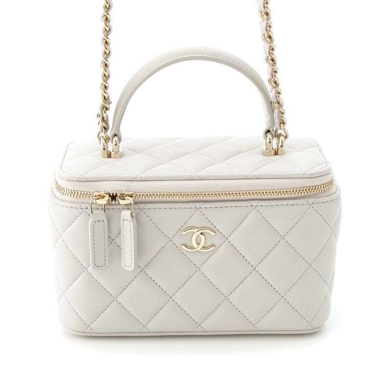 Chanel 25A Lambskin Matelasse Coco Mark 2-way Shoulder Vanity Bag Random Number