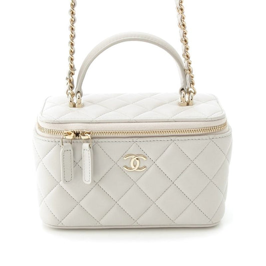 Chanel 25A Lambskin Matelasse Coco Mark 2-way Shoulder Vanity Bag Random Number