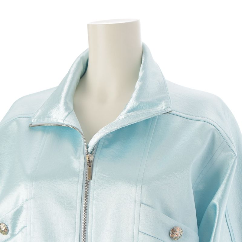 Chanel 2024 Satin Coco Mark Rhinestone Blouson Bomber Jacket Outerwear P76407