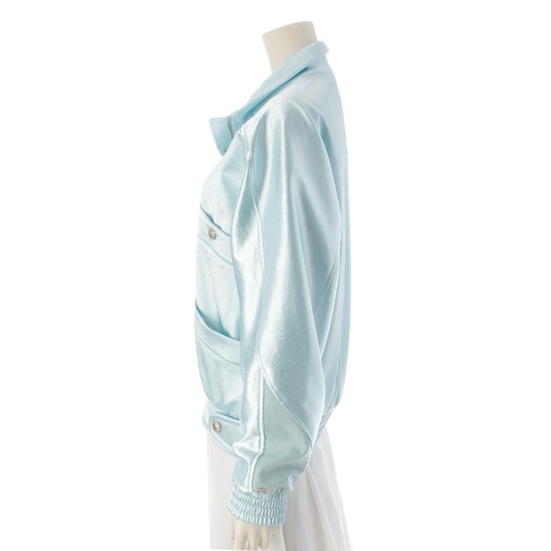 Chanel 2024 Satin Coco Mark Rhinestone Blouson Bomber Jacket Outerwear P76407