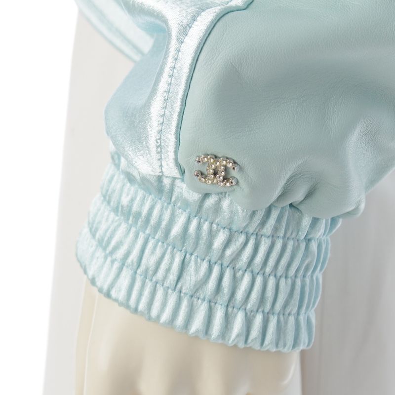 Chanel 2024 Satin Coco Mark Rhinestone Blouson Bomber Jacket Outerwear P76407