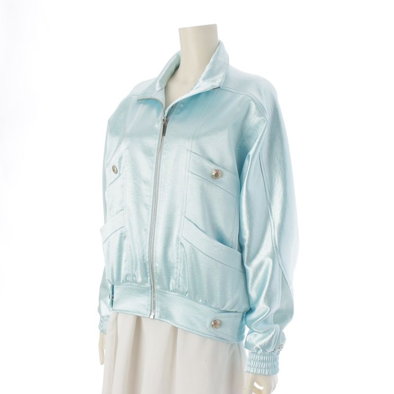 Chanel 2024 Satin Coco Mark Rhinestone Blouson Bomber Jacket Outerwear P76407