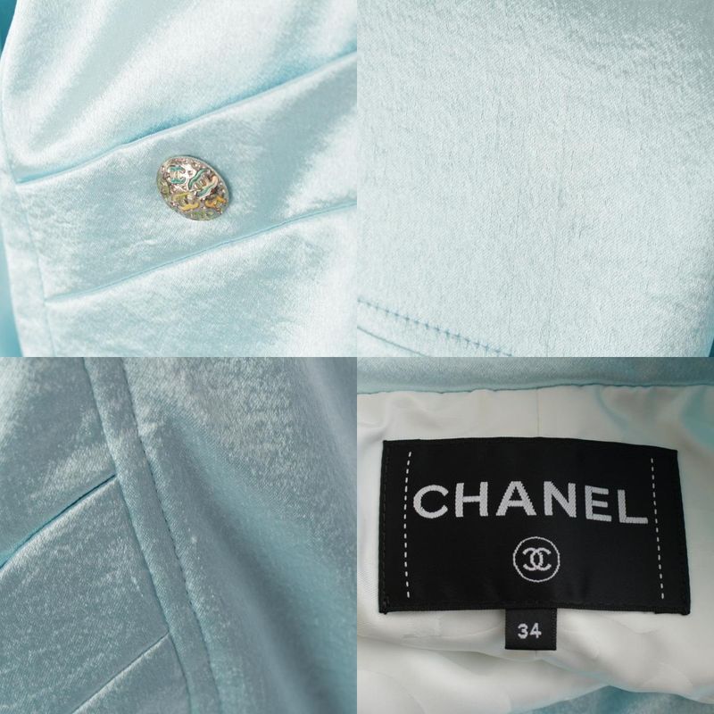 Chanel 2024 Satin Coco Mark Rhinestone Blouson Bomber Jacket Outerwear P76407