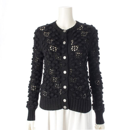 Chanel Cotton Coco Mark Knit Cardigan Top P56223 Black 34