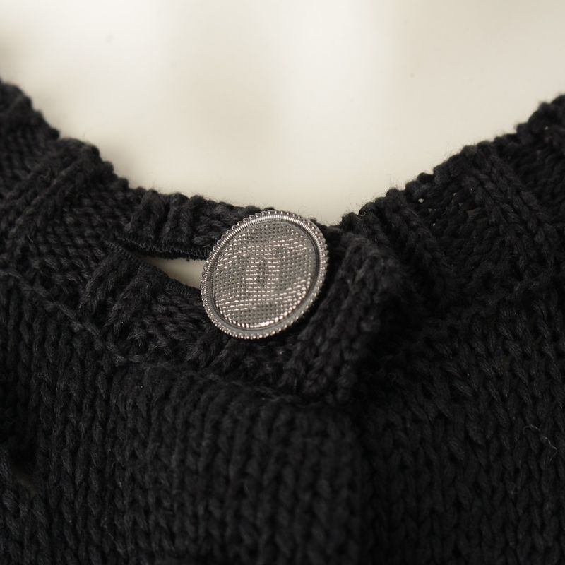 Chanel Cotton Coco Mark Knit Cardigan Top P56223 Black 34