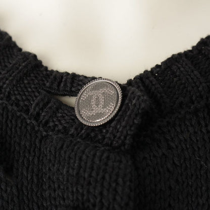 Chanel Cotton Coco Mark Knit Cardigan Top P56223 Black 34