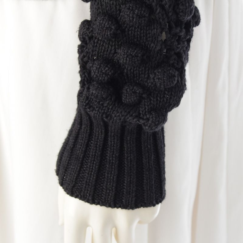 Chanel Cotton Coco Mark Knit Cardigan Top P56223 Black 34