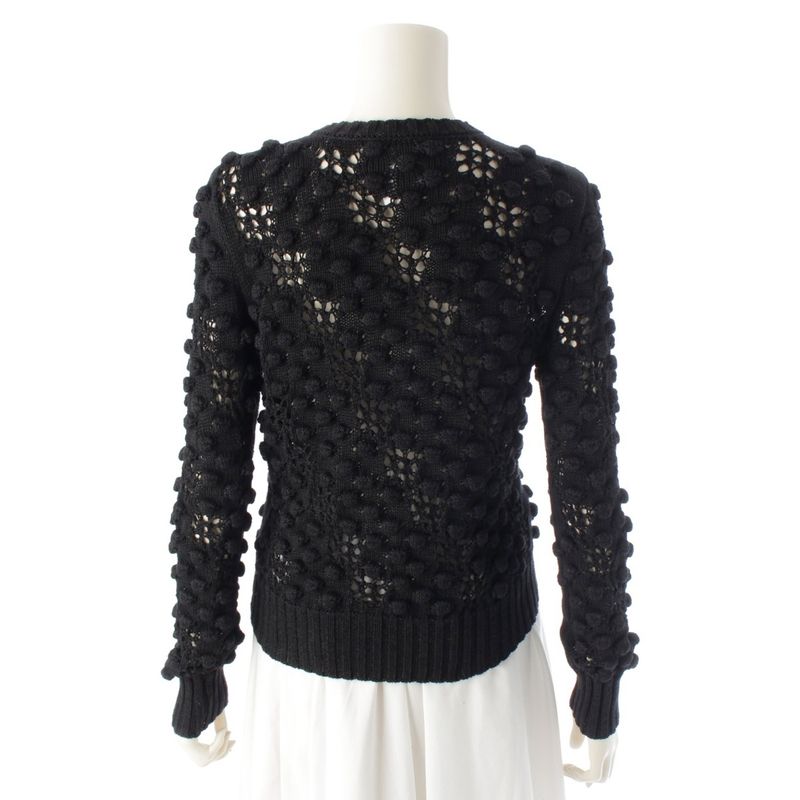 Chanel Cotton Coco Mark Knit Cardigan Top P56223 Black 34