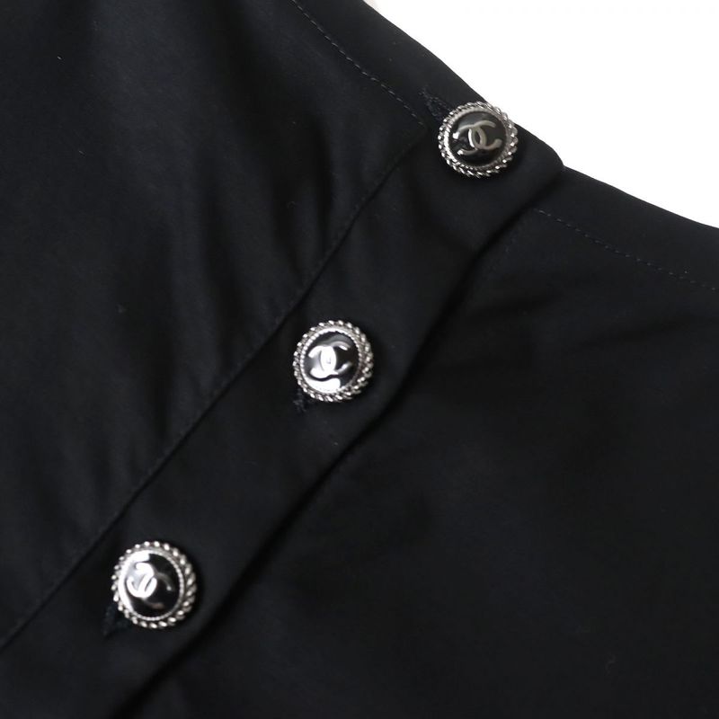 CHANEL 18P P57567 Short Sleeve Dress With Coco Mark Button And Coco