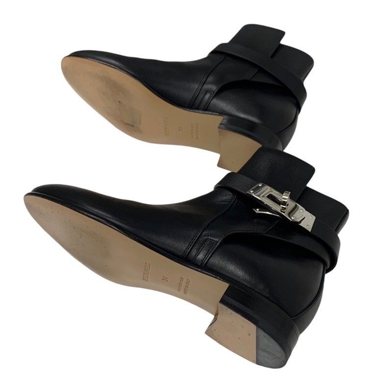 Hermes Neo Boots Short Boots Shoes Leather Black Silver Kelly Hardware