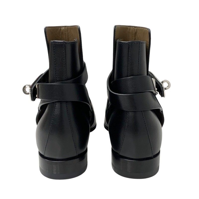 Hermes Neo Boots Short Boots Shoes Leather Black Silver Kelly Hardware