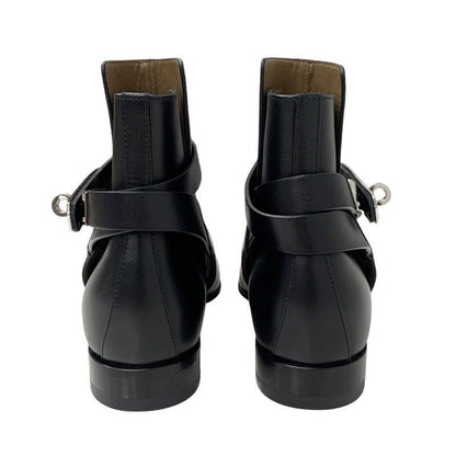 Hermes Neo Boots Short Boots Shoes Leather Black Silver Kelly Hardware