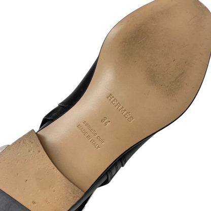 Hermes Neo Boots Short Boots Shoes Leather Black Silver Kelly Hardware