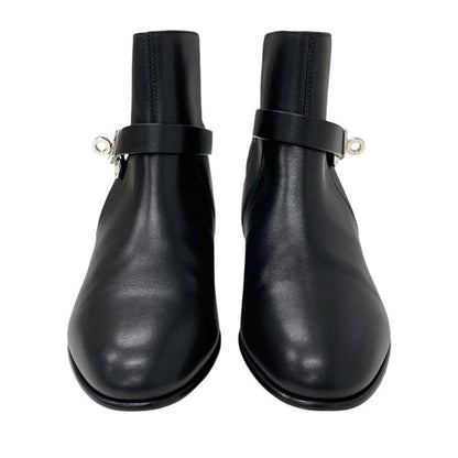 Hermes Neo Boots Short Boots Shoes Leather Black Silver Kelly Hardware